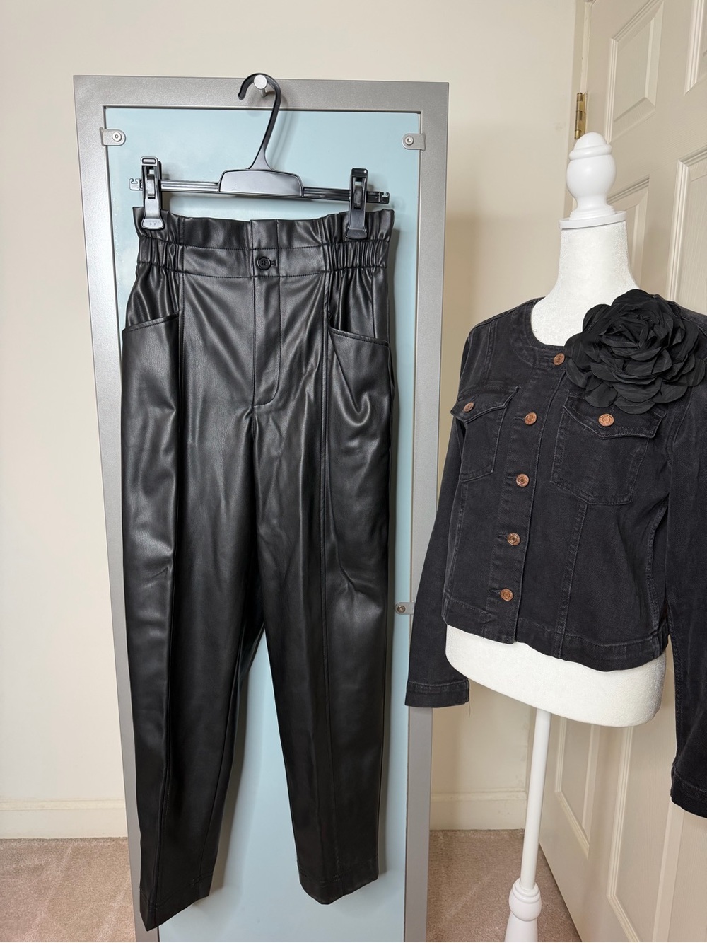 Madewell Black Faux Leather Trousers